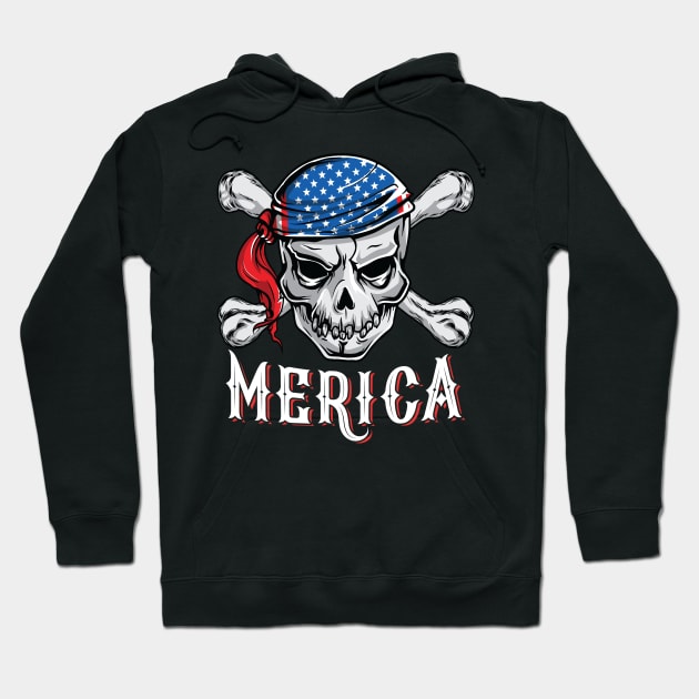 Pirate Merica Skull Crossbone Jolly Roger Halloween Costume Hoodie by HCMGift